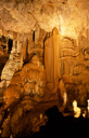 Concrétions karstiques.  Ces concrétions de calcite font partie de ce que les géologues nomment un modelé karstique. Elles se forment dans les salles et les conduits suffisamment larges  des grottes. Elles se présentent sous forme de stalactites en partant du plafond, de stalagmites à partir du plancher, de colonnes lorsque les formes précédentes se rejoignent, de draperies, d'aiguilles, etc. [8048 views]