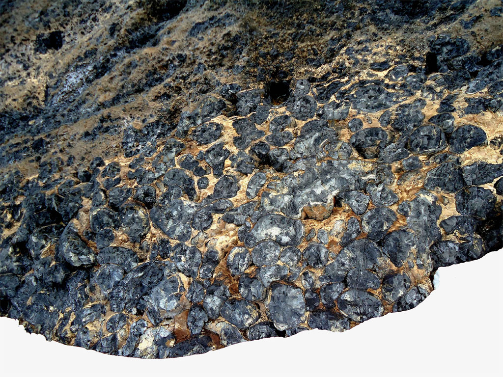 Pillow lava sur le site de Brown Bluff, au nord de la péninsule Antarctique. Brown Bluff est un tuya, c'est-à-dire un édifice volcanique qui s'est mis en place sous un glacier, ce qui se traduit par une morphologie caractéristique : sommet plat, pentes très raides et forme grossièrement cylindrique.
